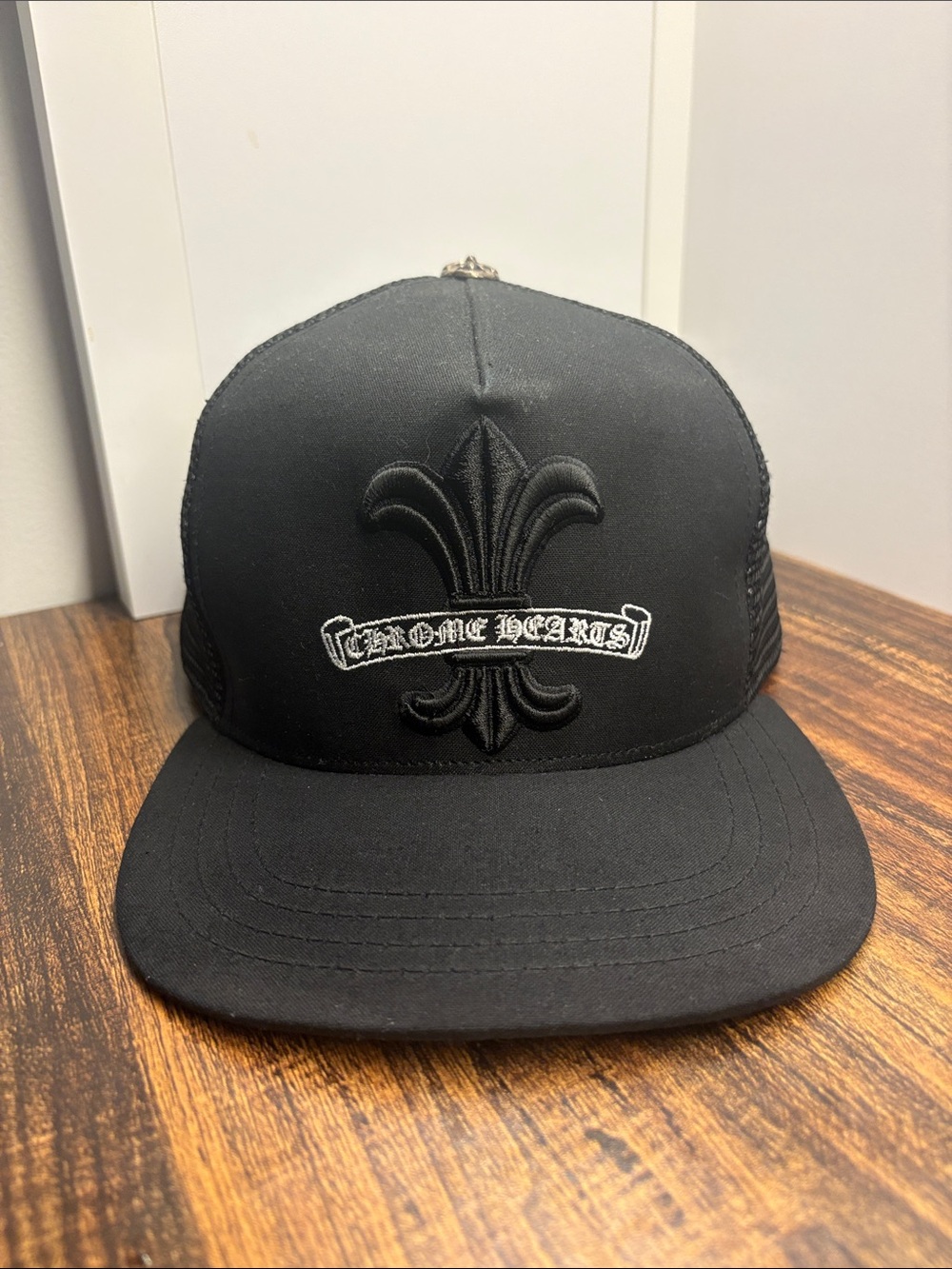 Chrome Hearts Black Fleur-de-Lis Logo Trucker Cap